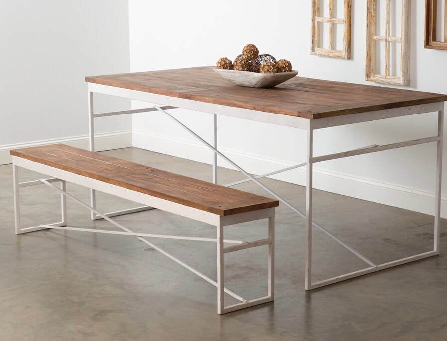 Rustic Wood Top Bench Unhinged a Unique Boutique